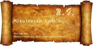Mikolovits Iván névjegykártya